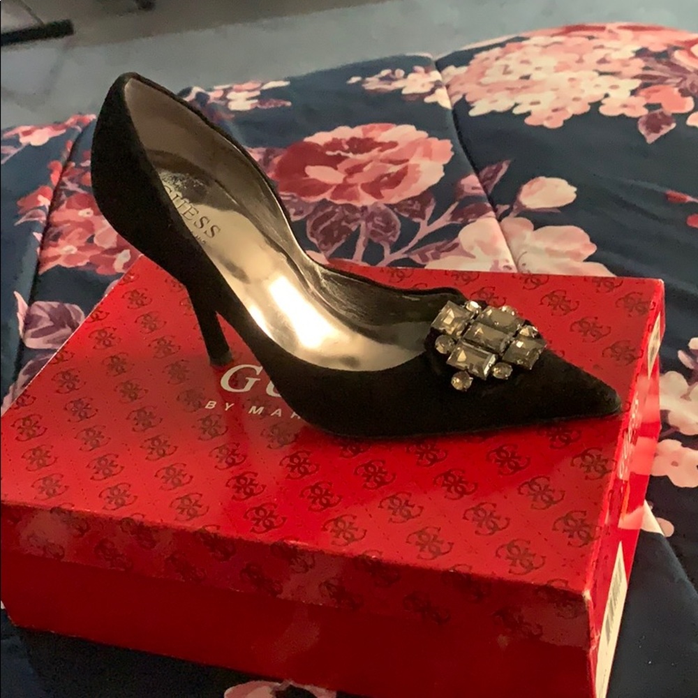Guess heels with rhinestones on front